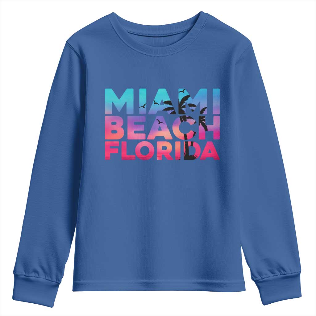 Miami Beach Florida Proud Youth Sweatshirt Floridian Retro Palms Trees