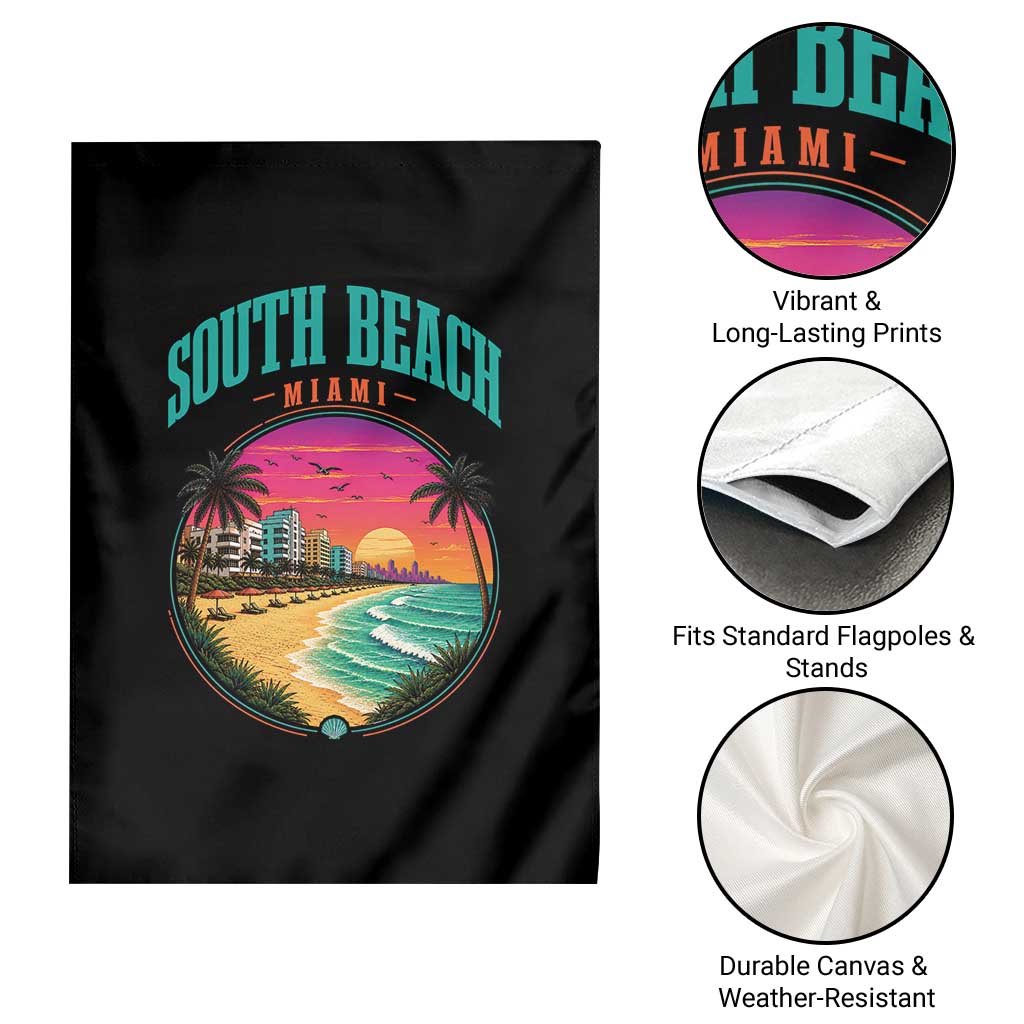 South Beach Miami Garden Flag Retro Florida USA Souvenir Gift