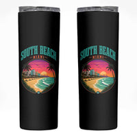 South Beach Miami Skinny Tumbler Retro Florida USA Souvenir Gift