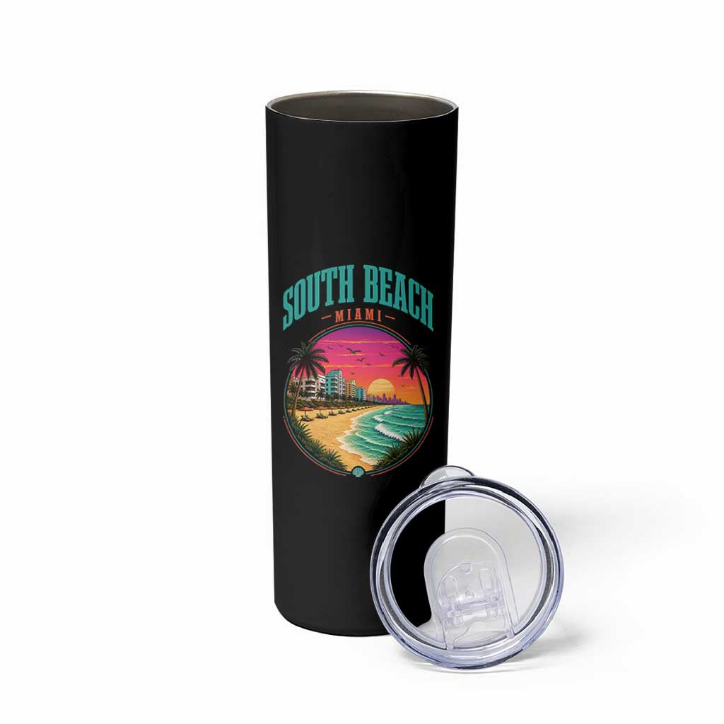 South Beach Miami Skinny Tumbler Retro Florida USA Souvenir Gift