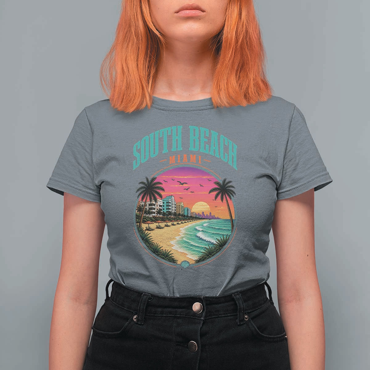 South Beach Miami T Shirt For Women Retro Florida USA Souvenir Gift