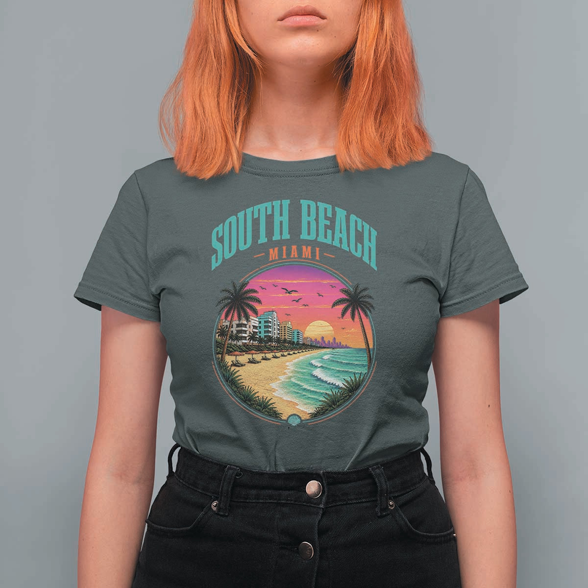 South Beach Miami T Shirt For Women Retro Florida USA Souvenir Gift