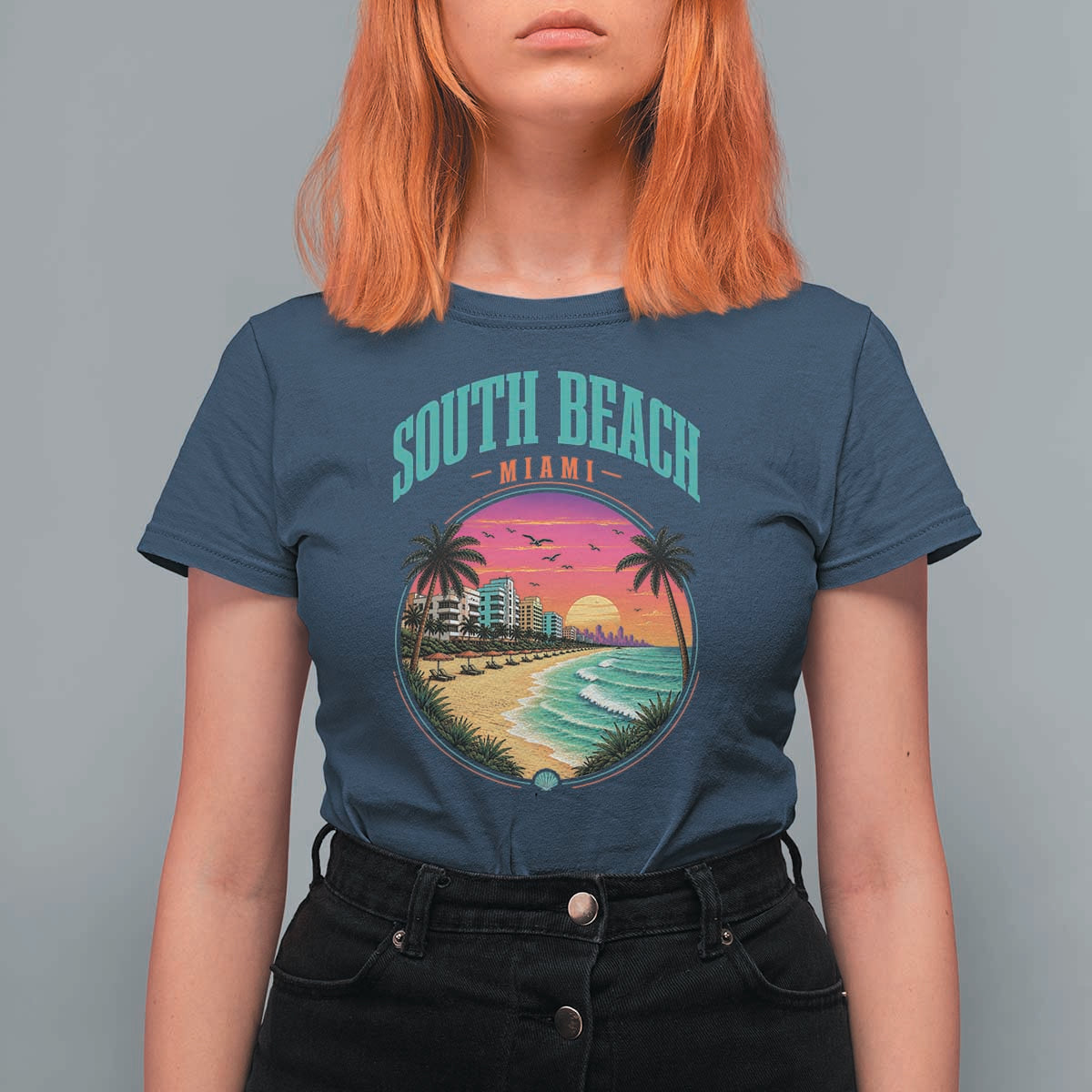 South Beach Miami T Shirt For Women Retro Florida USA Souvenir Gift