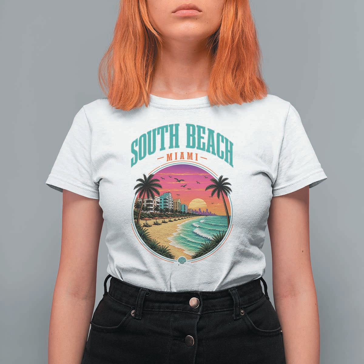 South Beach Miami T Shirt For Women Retro Florida USA Souvenir Gift