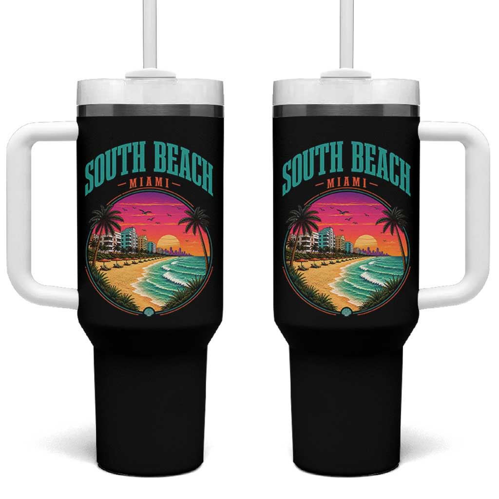 South Beach Miami Tumbler With Handle Retro Florida USA Souvenir Gift