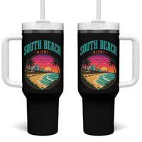 South Beach Miami Tumbler With Handle Retro Florida USA Souvenir Gift