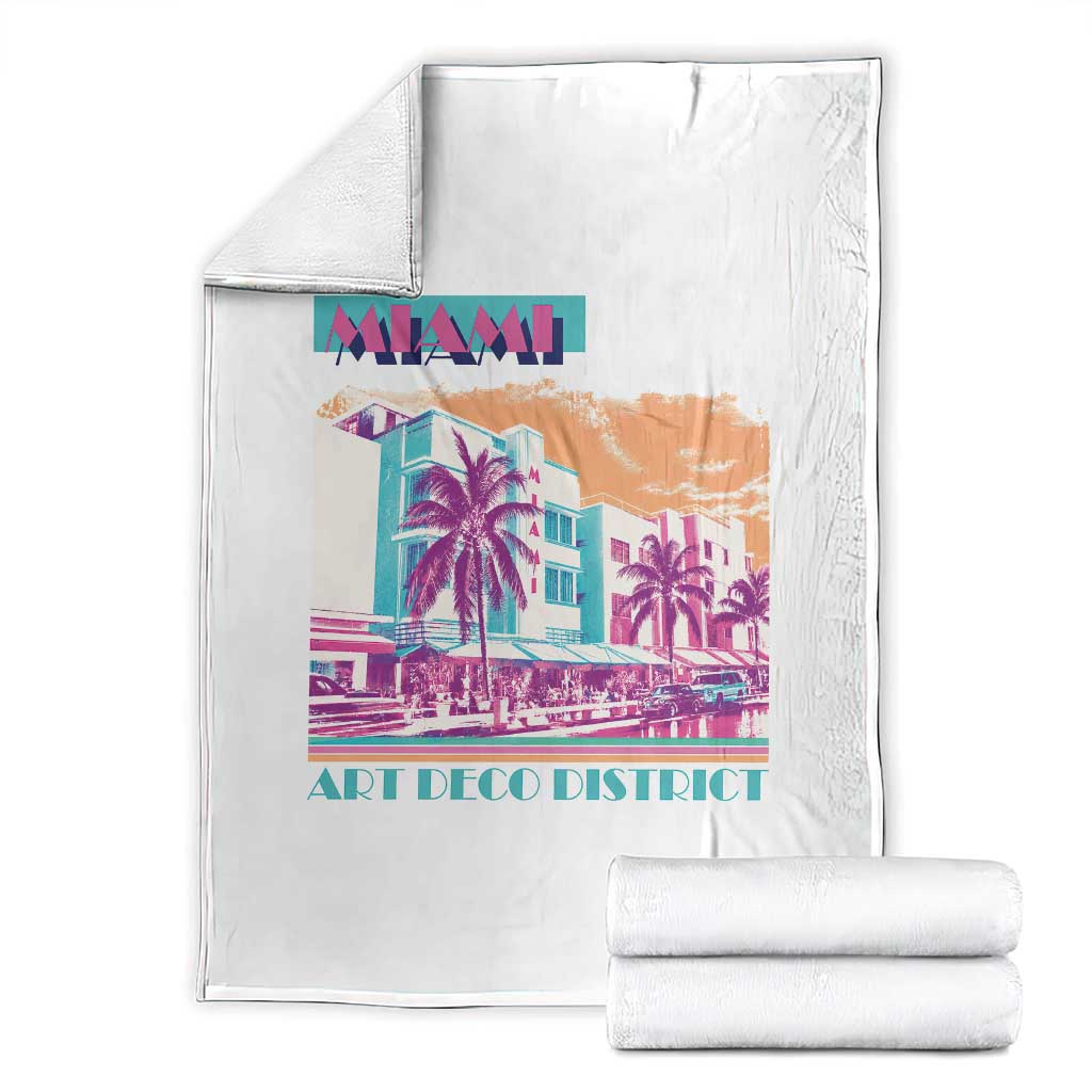Vintage Miami Florida Art Deco Throw Blanket Miami City Pride Graphic