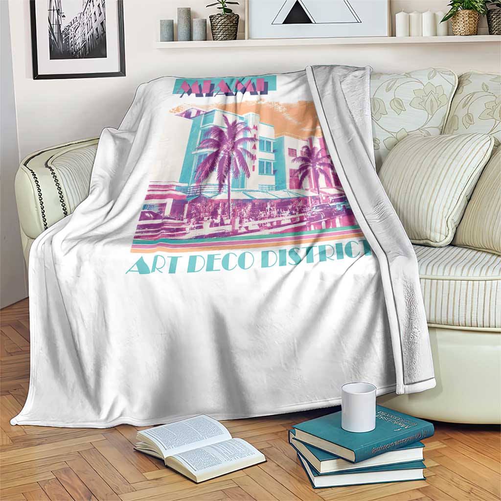 Vintage Miami Florida Art Deco Throw Blanket Miami City Pride Graphic