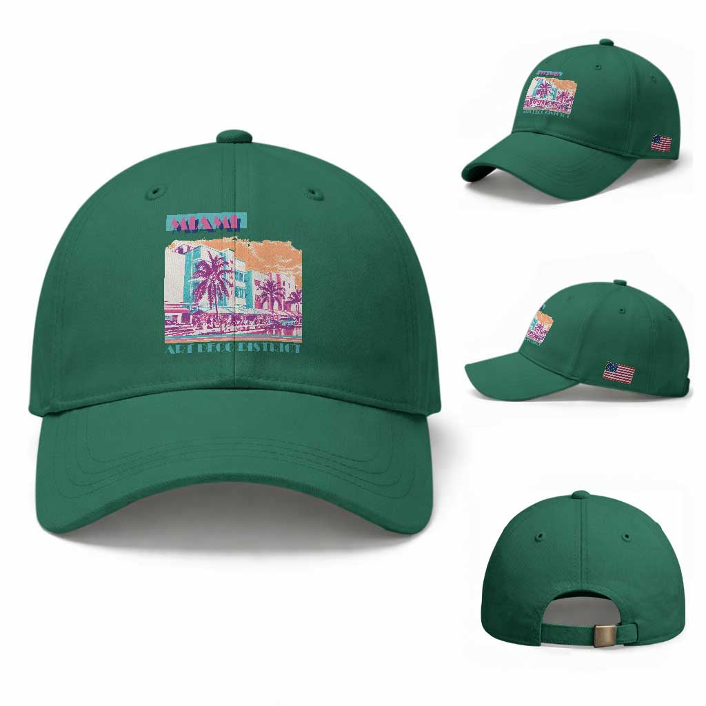 Vintage Miami Florida Art Deco Baseball Cap Miami City Pride Graphic