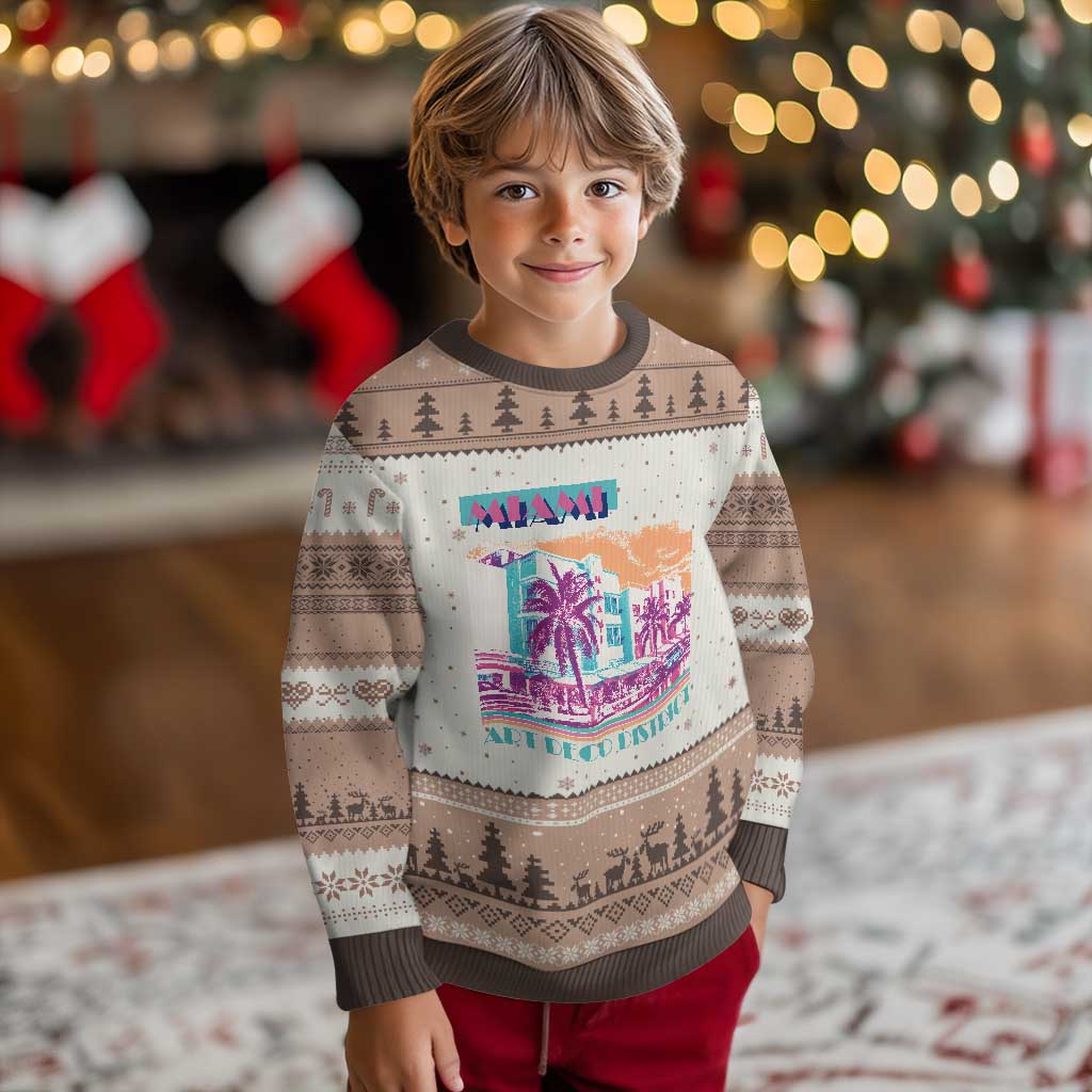 Vintage Miami Florida Art Deco Ugly Christmas Sweater Miami City Pride Graphic