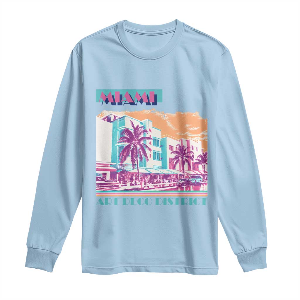 Vintage Miami Florida Art Deco Long Sleeve Shirt Miami City Pride Graphic