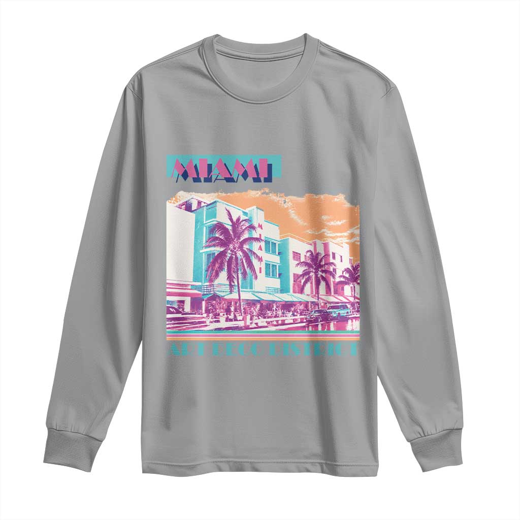 Vintage Miami Florida Art Deco Long Sleeve Shirt Miami City Pride Graphic