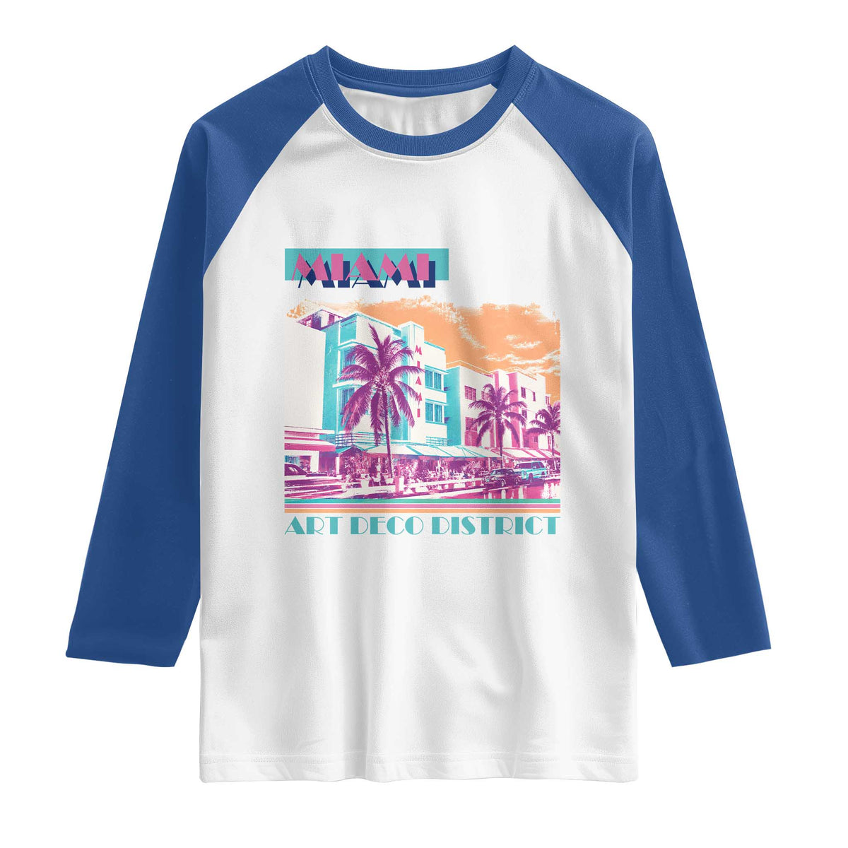 Vintage Miami Florida Art Deco Raglan Shirt Miami City Pride Graphic