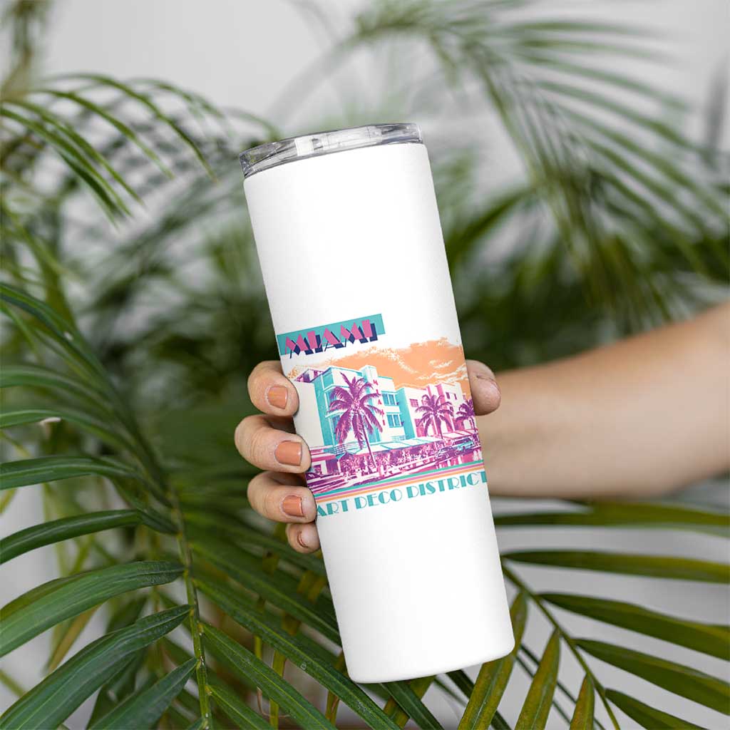 Vintage Miami Florida Art Deco Skinny Tumbler Miami City Pride Graphic