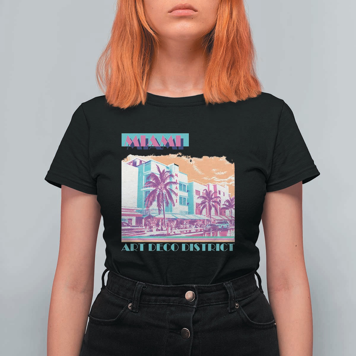 Vintage Miami Florida Art Deco T Shirt For Women Miami City Pride Graphic