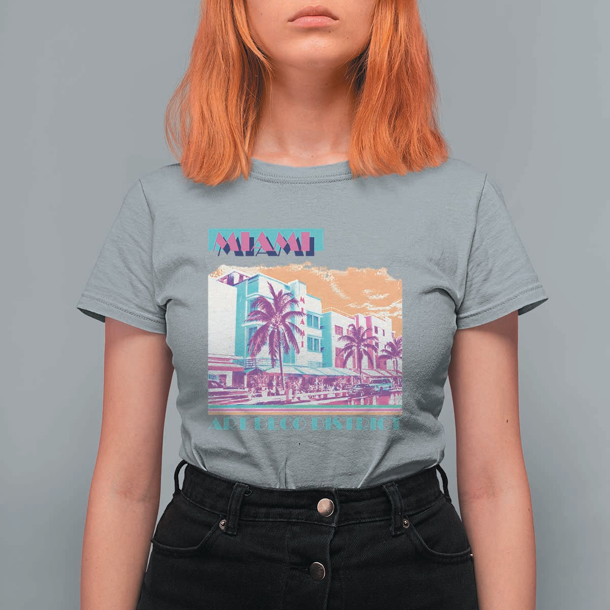 Vintage Miami Florida Art Deco T Shirt For Women Miami City Pride Graphic