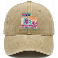 Vintage Miami Florida Art Deco Washed Cotton Baseball Cap Miami City Pride Graphic