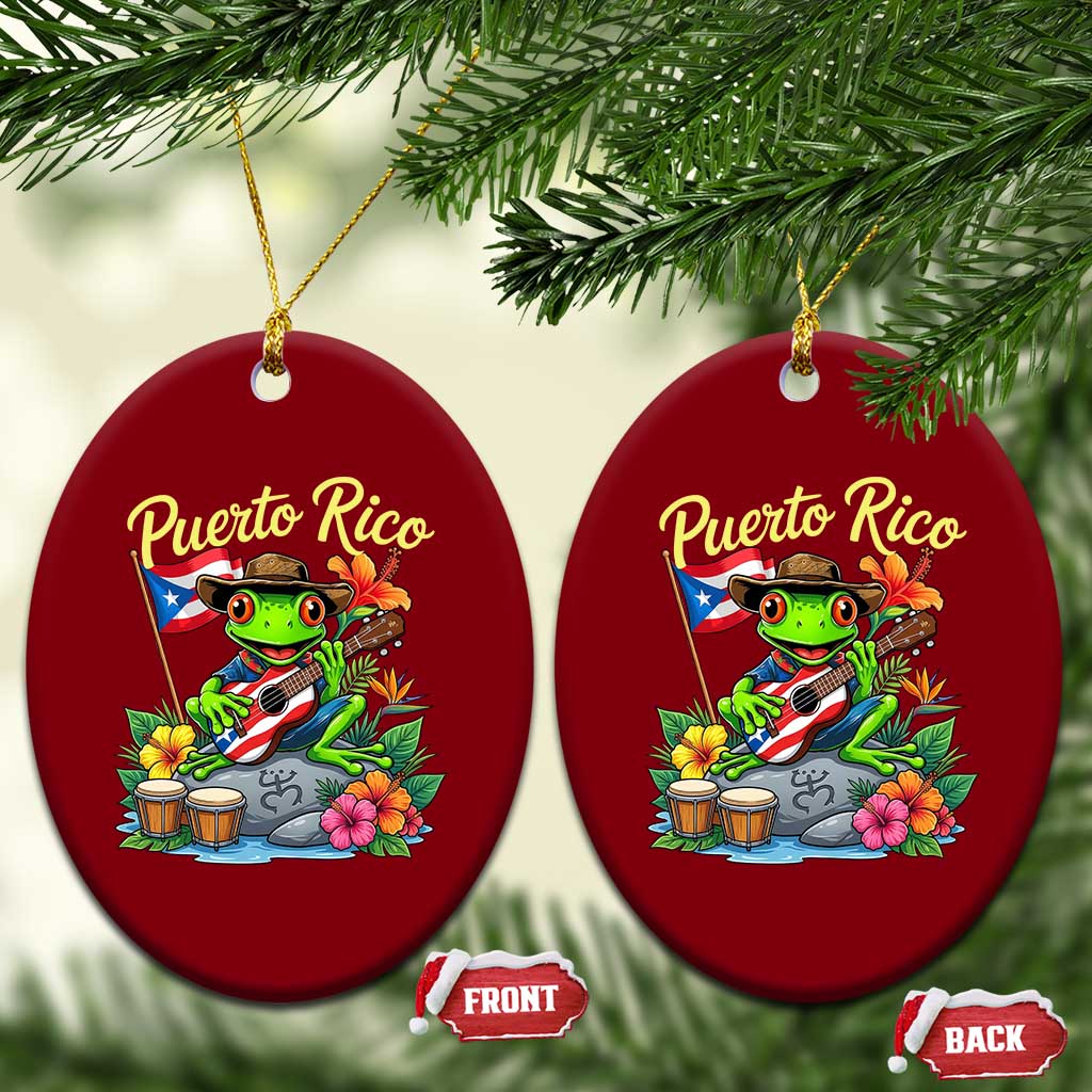 Hispanic Heritage Month Ceramic Ornament Taino Boricua Coqui Frog Puerto Rico
