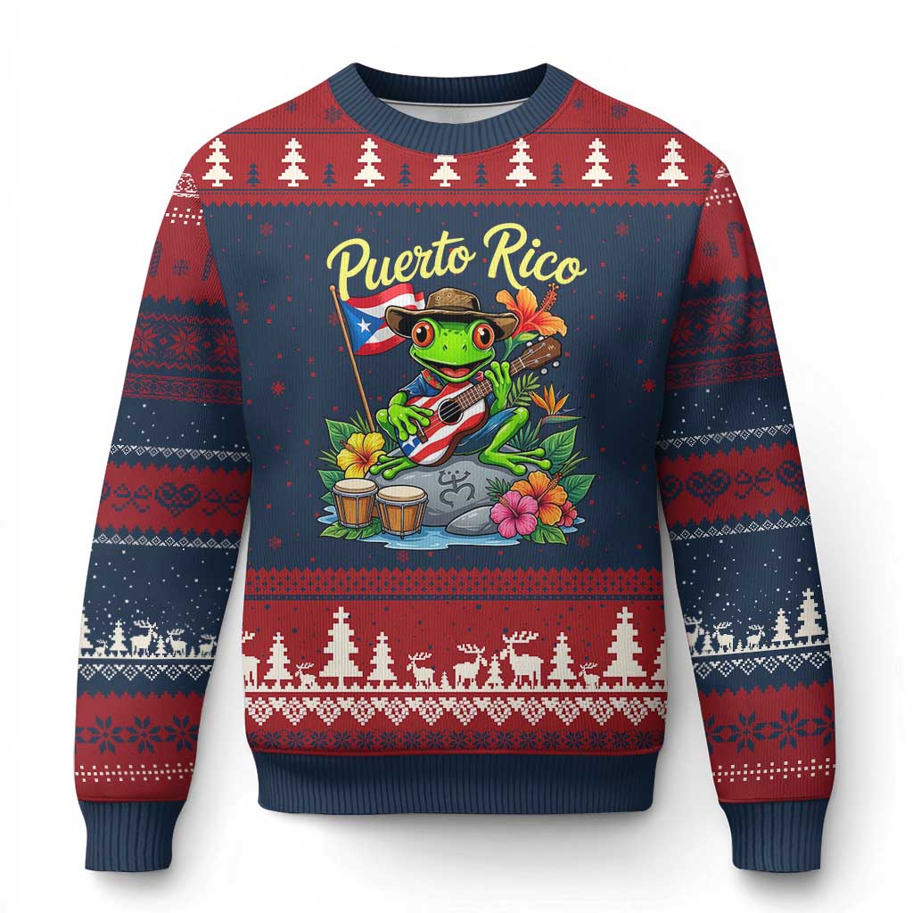 Hispanic Heritage Month Ugly Christmas Sweater Taino Boricua Coqui Frog Puerto Rico