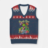 Hispanic Heritage Month V-Neck Knit Sweater Vest Taino Boricua Coqui Frog Puerto Rico