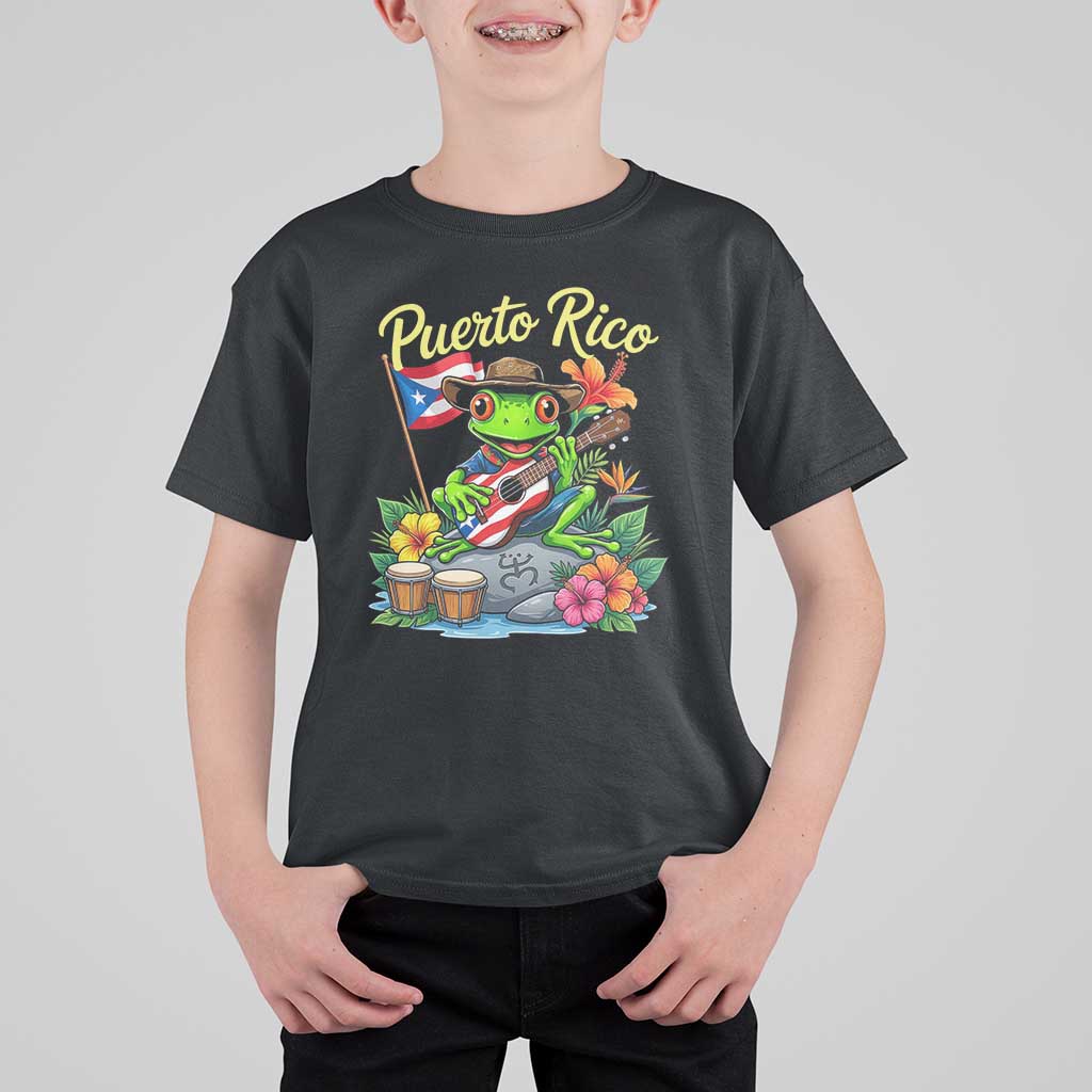 Hispanic Heritage Month T Shirt For Kid Taino Boricua Coqui Frog Puerto Rico