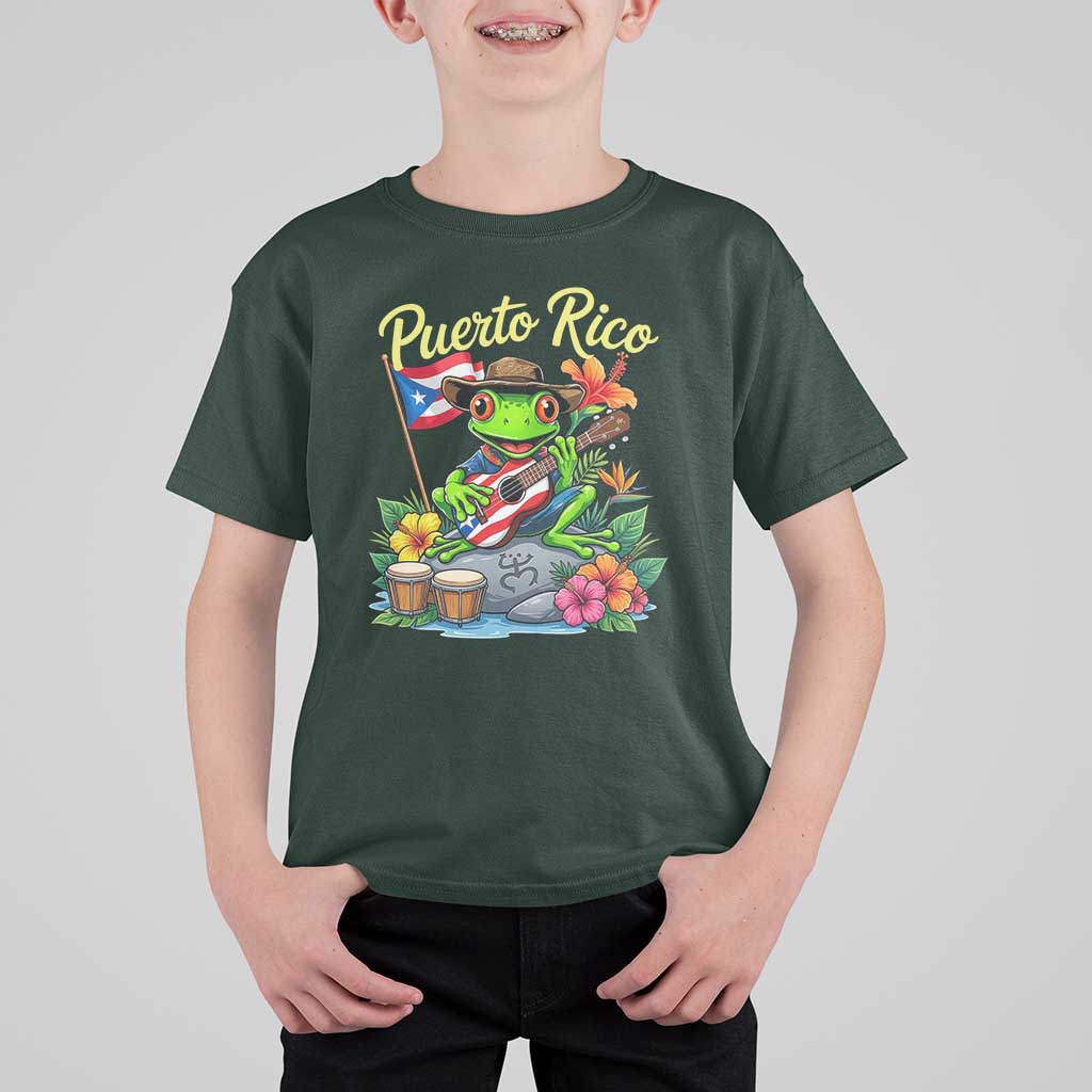 Hispanic Heritage Month T Shirt For Kid Taino Boricua Coqui Frog Puerto Rico