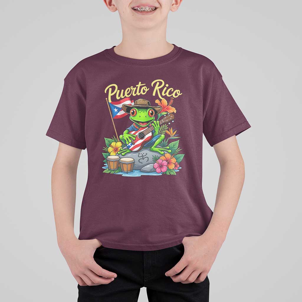 Hispanic Heritage Month T Shirt For Kid Taino Boricua Coqui Frog Puerto Rico