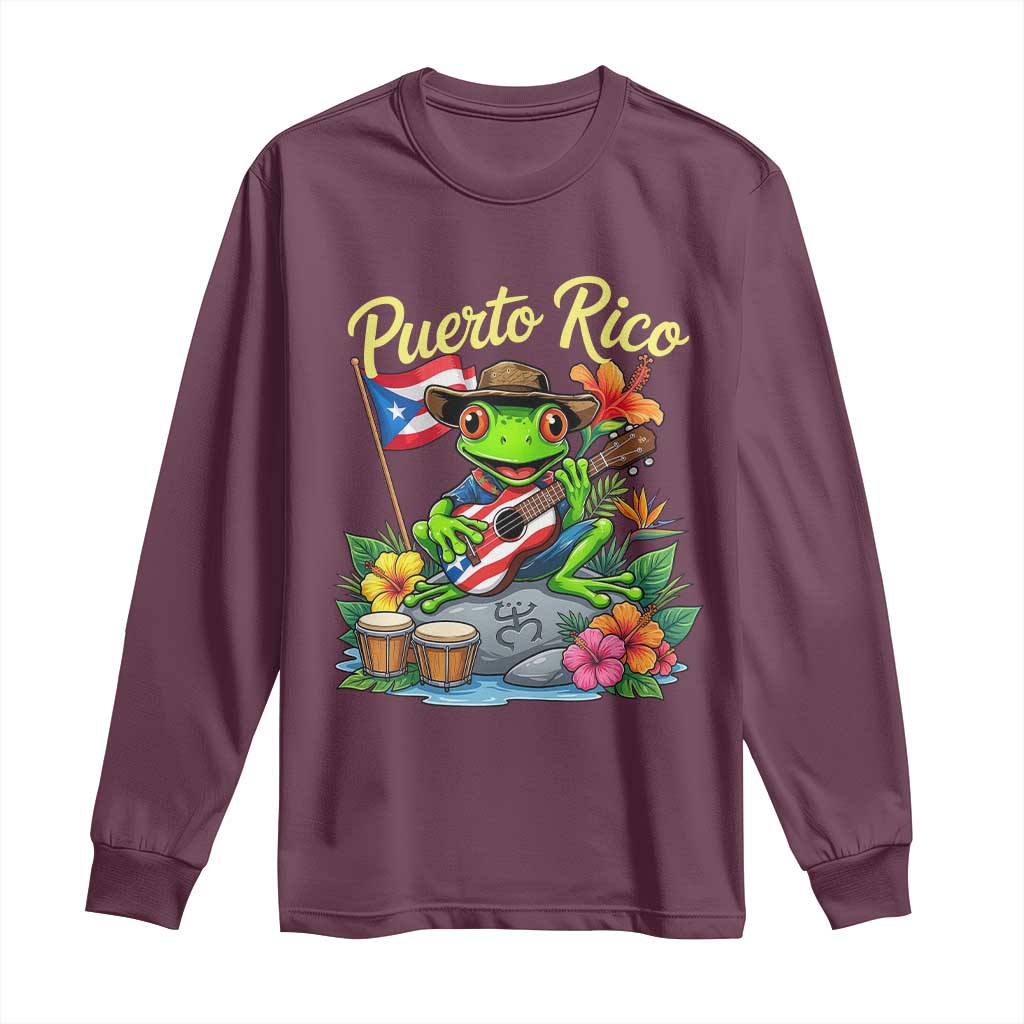Hispanic Heritage Month Long Sleeve Shirt Taino Boricua Coqui Frog Puerto Rico