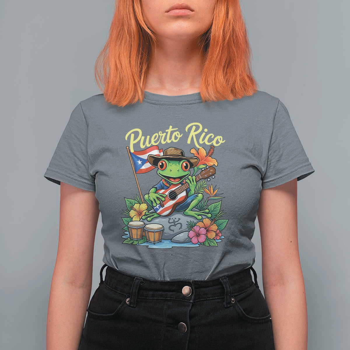 Hispanic Heritage Month T Shirt For Women Taino Boricua Coqui Frog Puerto Rico