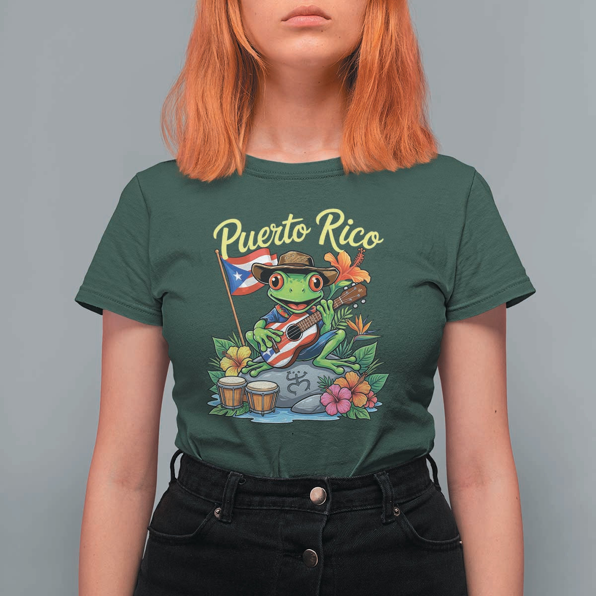 Hispanic Heritage Month T Shirt For Women Taino Boricua Coqui Frog Puerto Rico