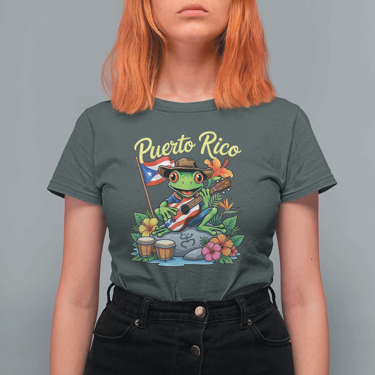 Hispanic Heritage Month T Shirt For Women Taino Boricua Coqui Frog Puerto Rico