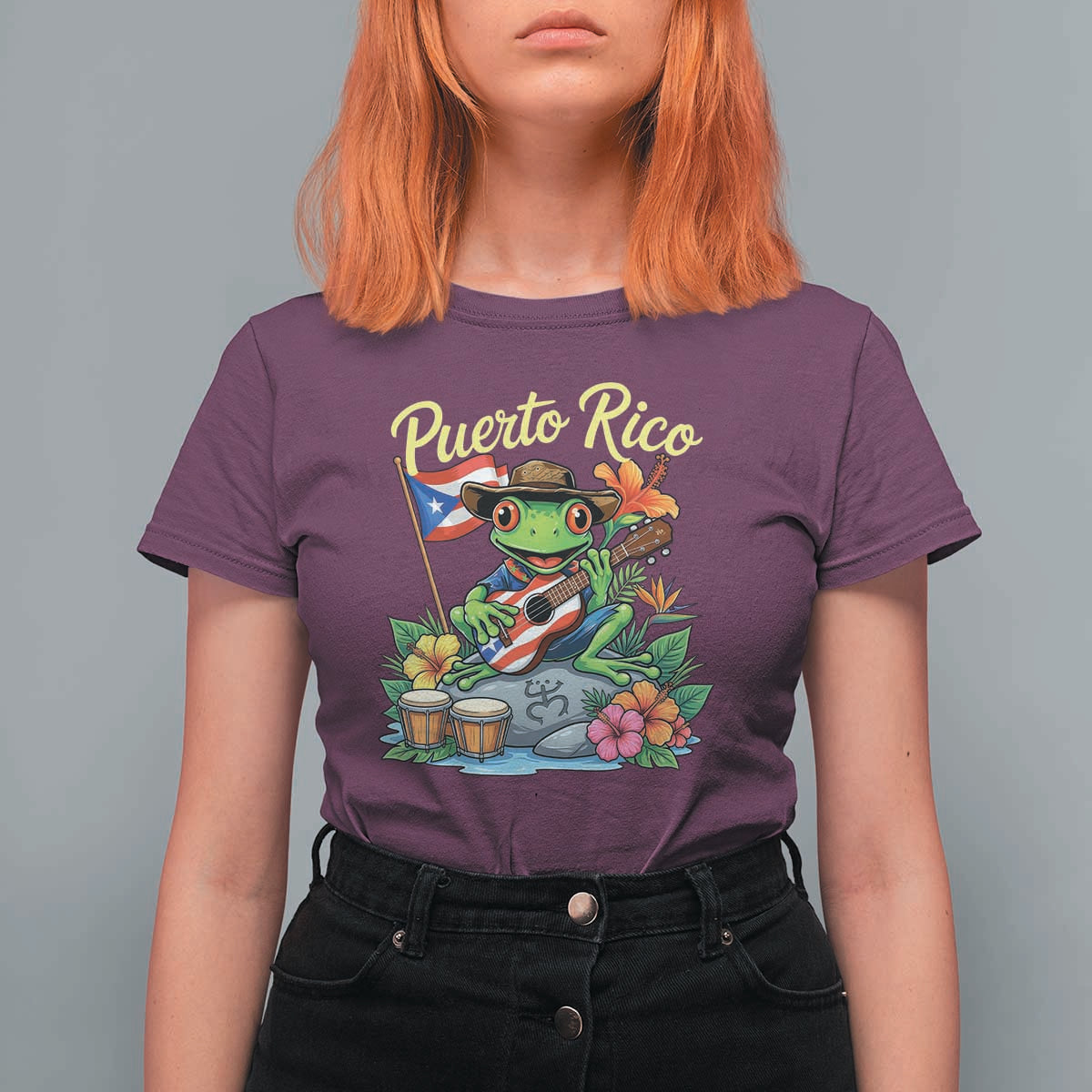 Hispanic Heritage Month T Shirt For Women Taino Boricua Coqui Frog Puerto Rico
