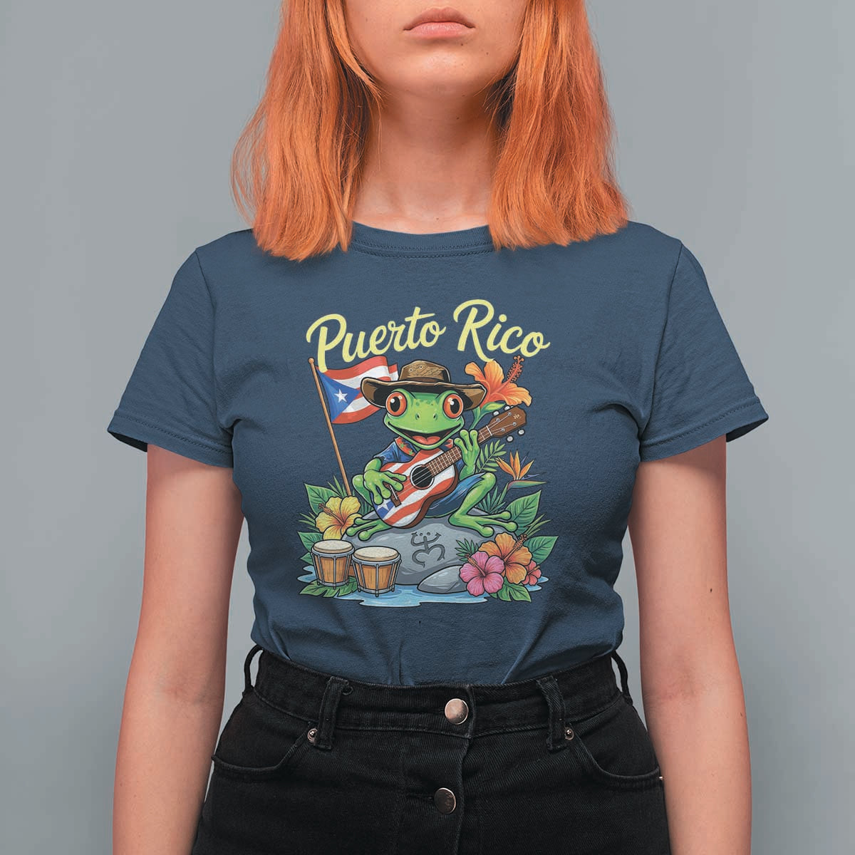 Hispanic Heritage Month T Shirt For Women Taino Boricua Coqui Frog Puerto Rico