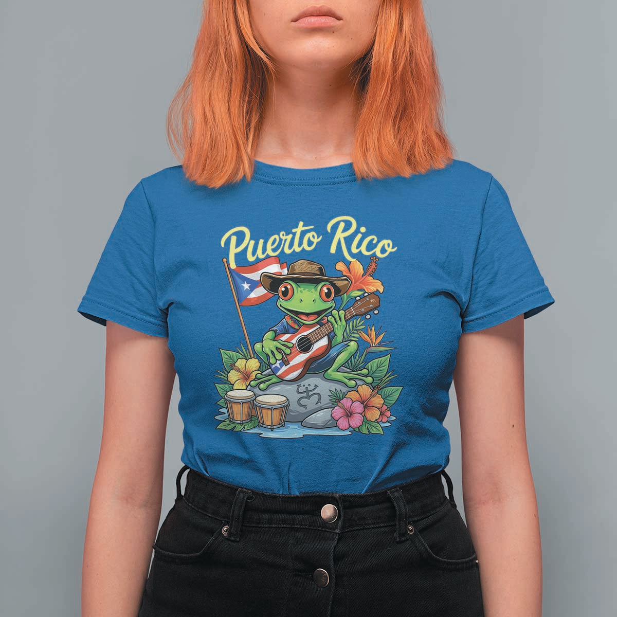 Hispanic Heritage Month T Shirt For Women Taino Boricua Coqui Frog Puerto Rico