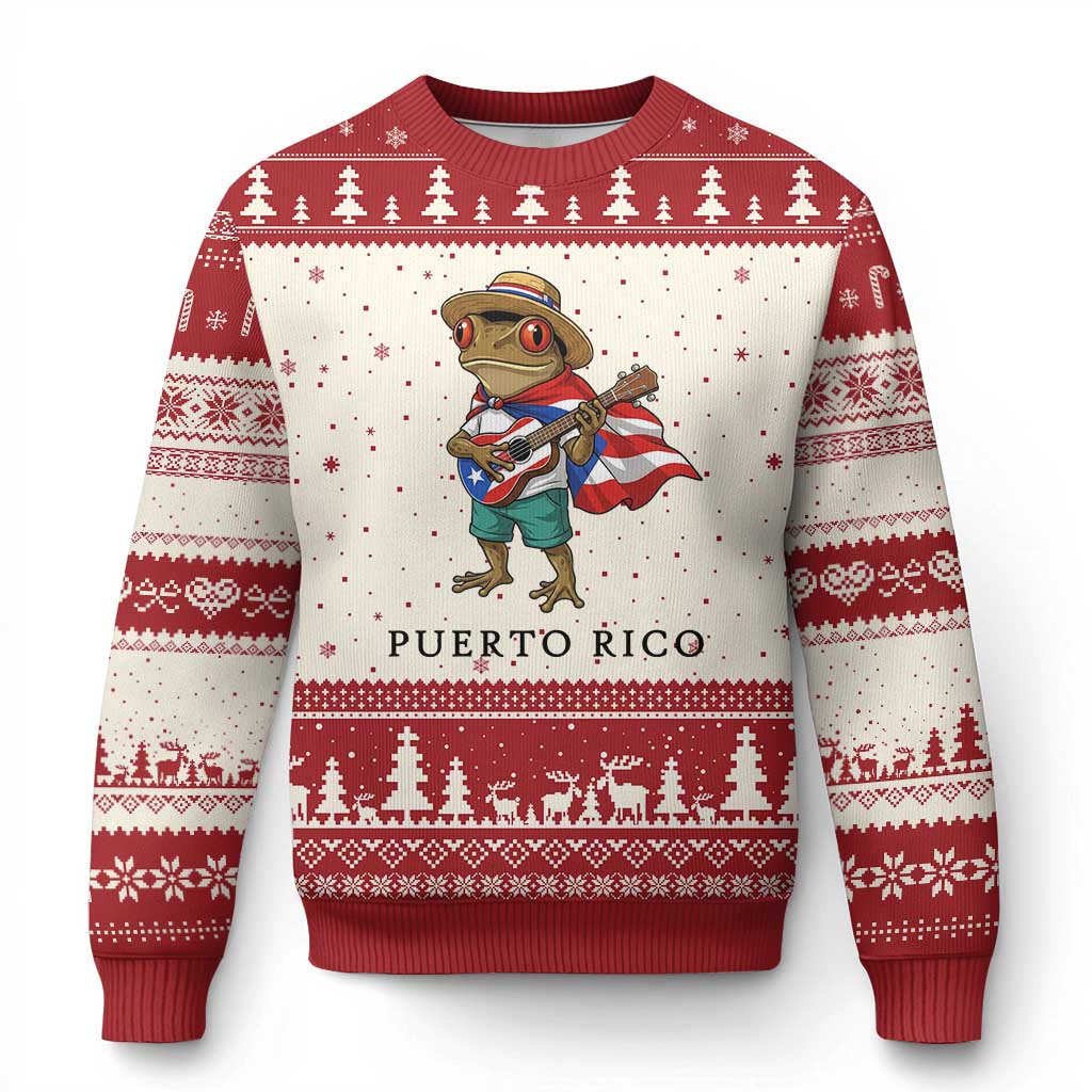 Coqui Frog Puerto Rico Ugly Christmas Sweater Boricua Taino Island Pride