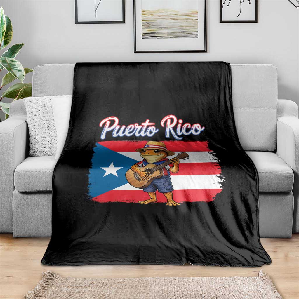 Coqui Frog Puerto Rico Flag Throw Blanket Puerto Rican Taino Boricua