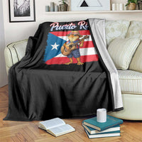 Coqui Frog Puerto Rico Flag Throw Blanket Puerto Rican Taino Boricua