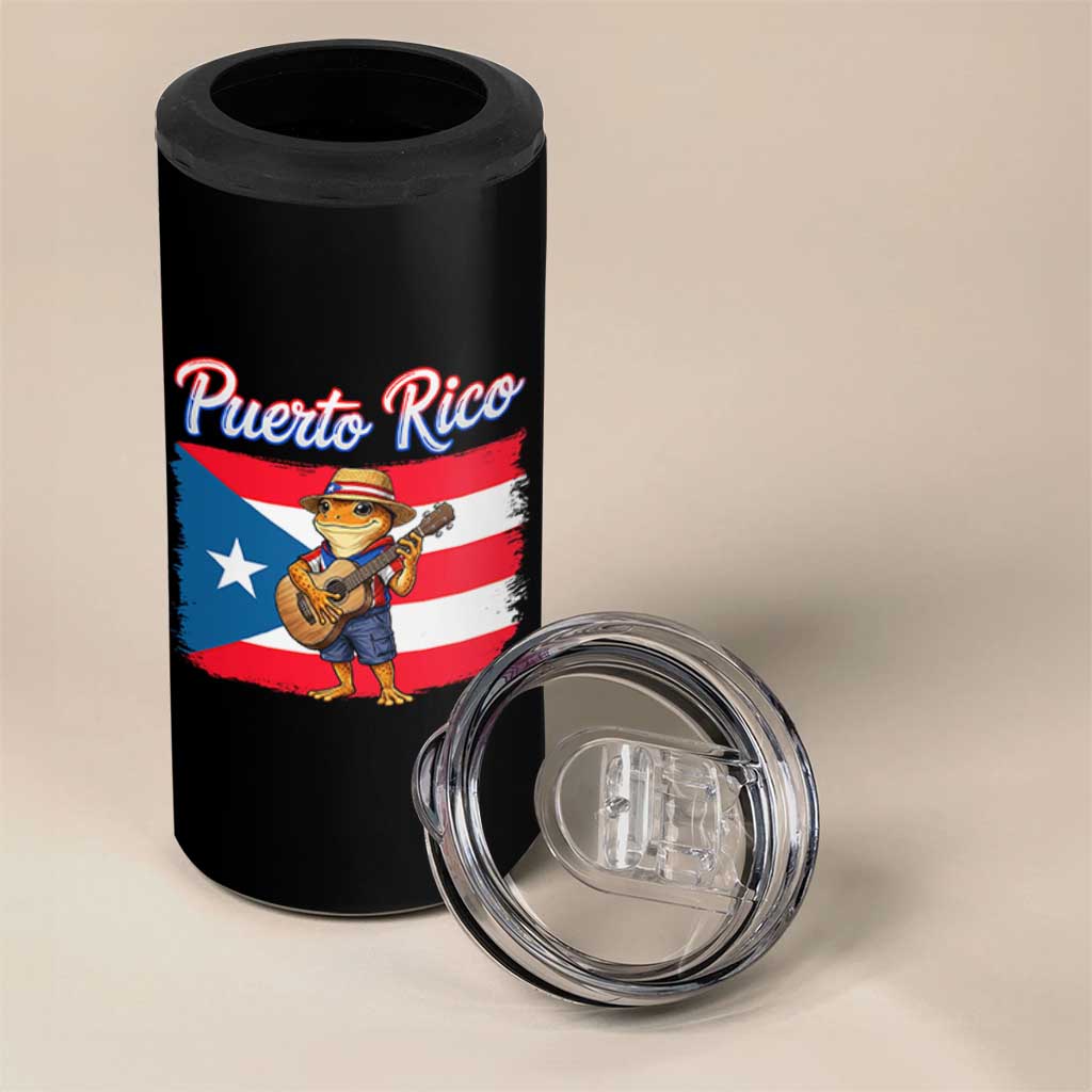 Coqui Frog Puerto Rico Flag 4 in 1 Can Cooler Tumbler Puerto Rican Taino Boricua