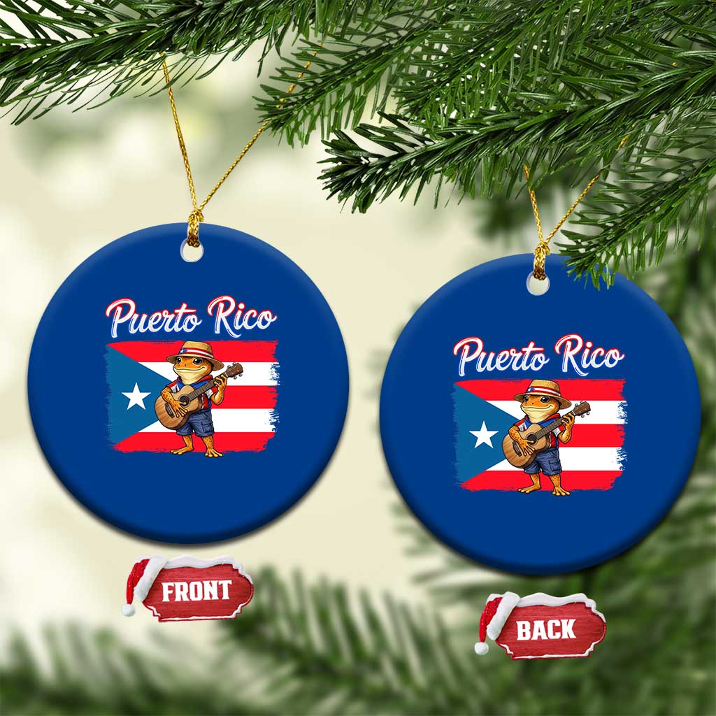 Coqui Frog Puerto Rico Flag Ceramic Ornament Puerto Rican Taino Boricua