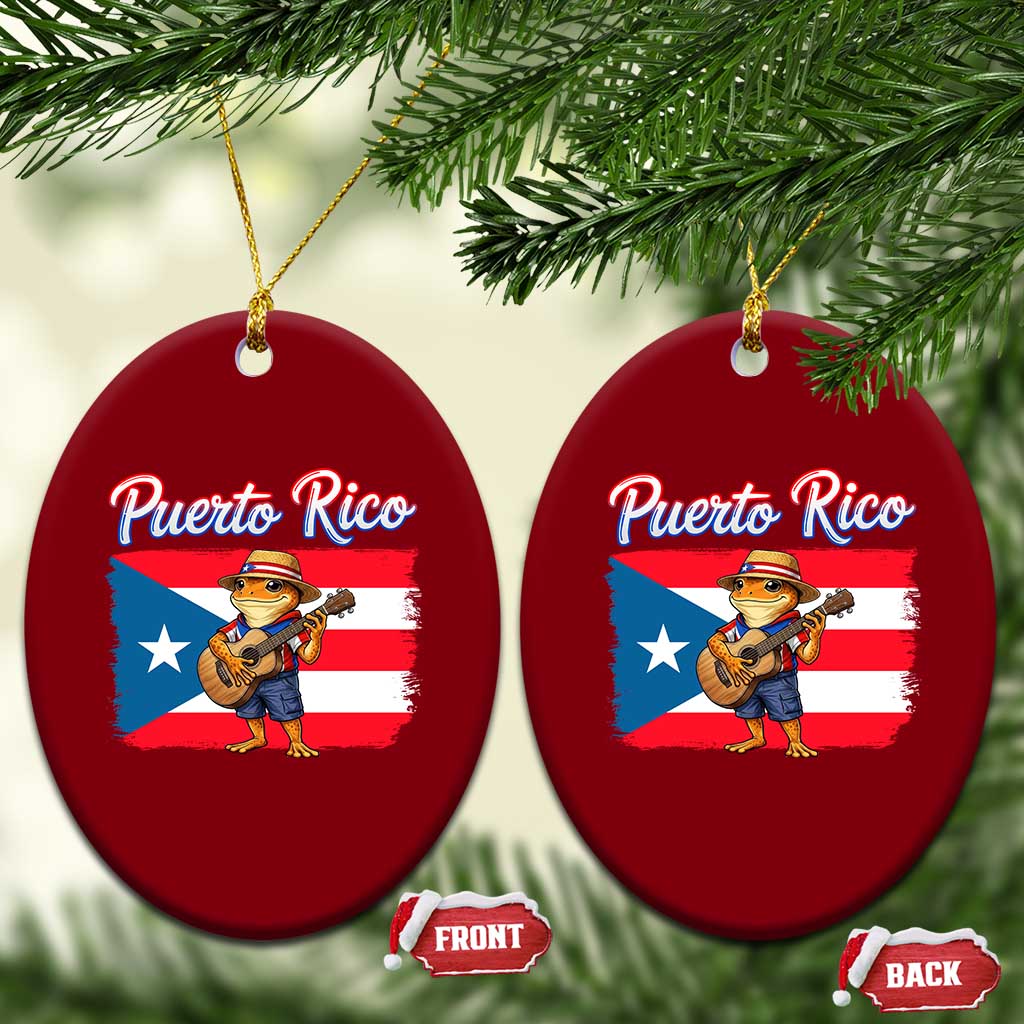 Coqui Frog Puerto Rico Flag Ceramic Ornament Puerto Rican Taino Boricua