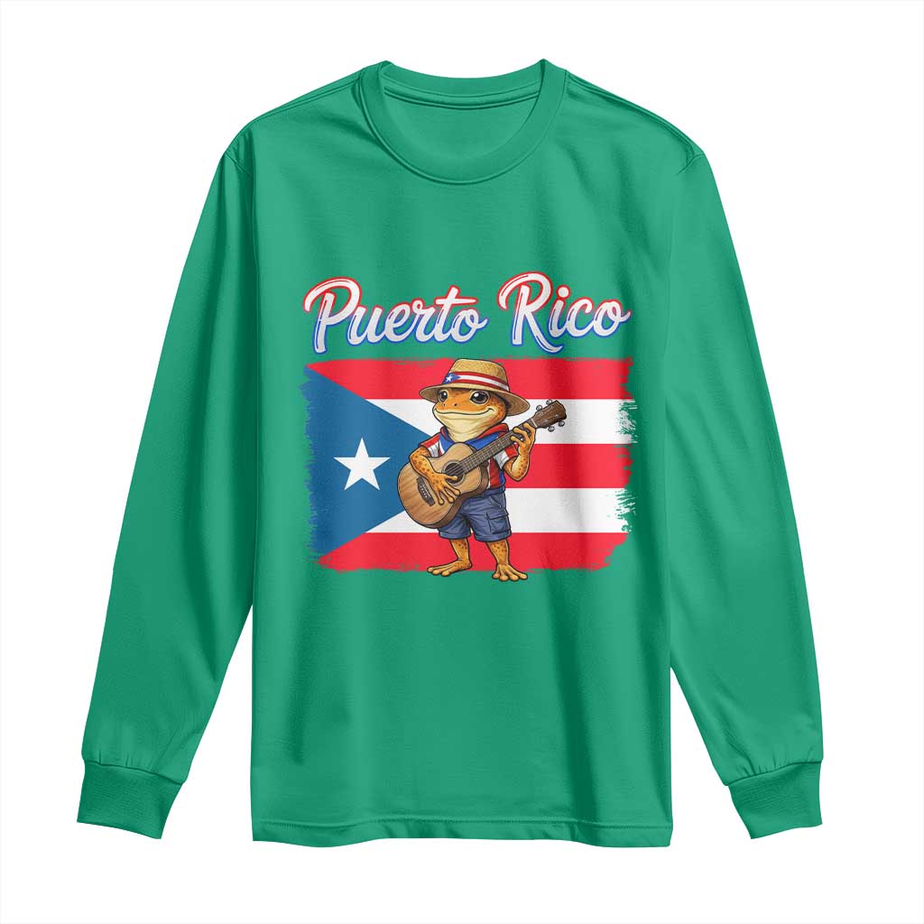 Coqui Frog Puerto Rico Flag Long Sleeve Shirt Puerto Rican Taino Boricua