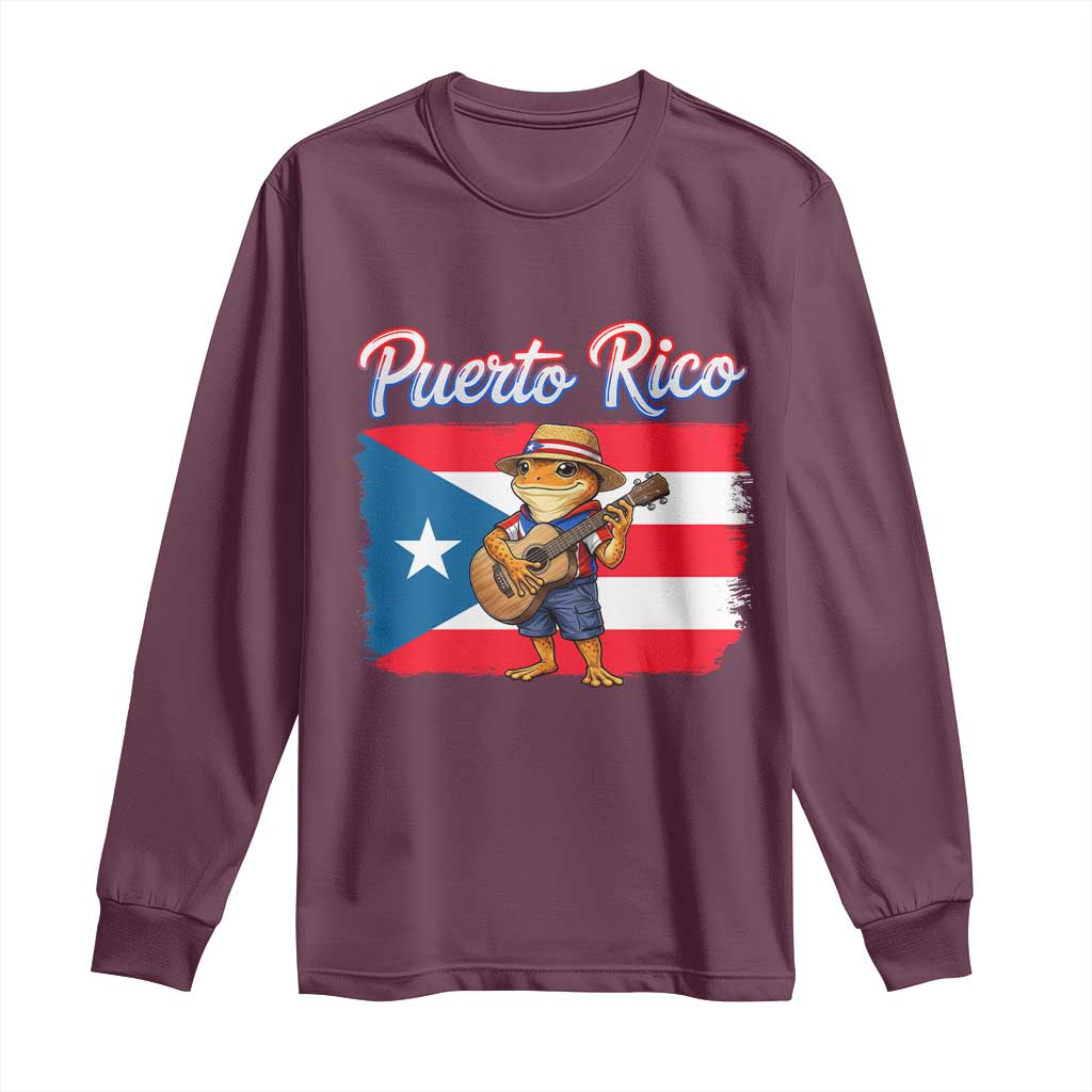 Coqui Frog Puerto Rico Flag Long Sleeve Shirt Puerto Rican Taino Boricua