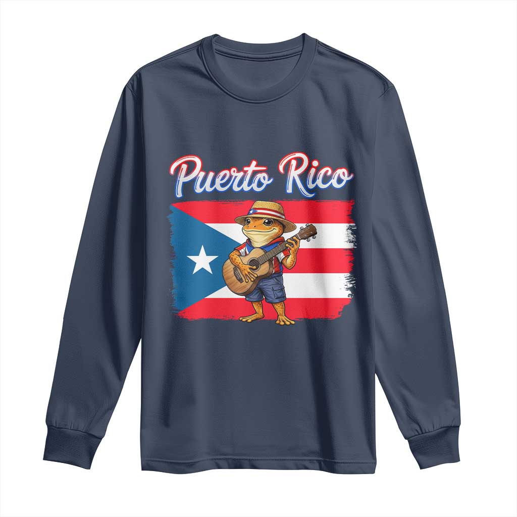 Coqui Frog Puerto Rico Flag Long Sleeve Shirt Puerto Rican Taino Boricua