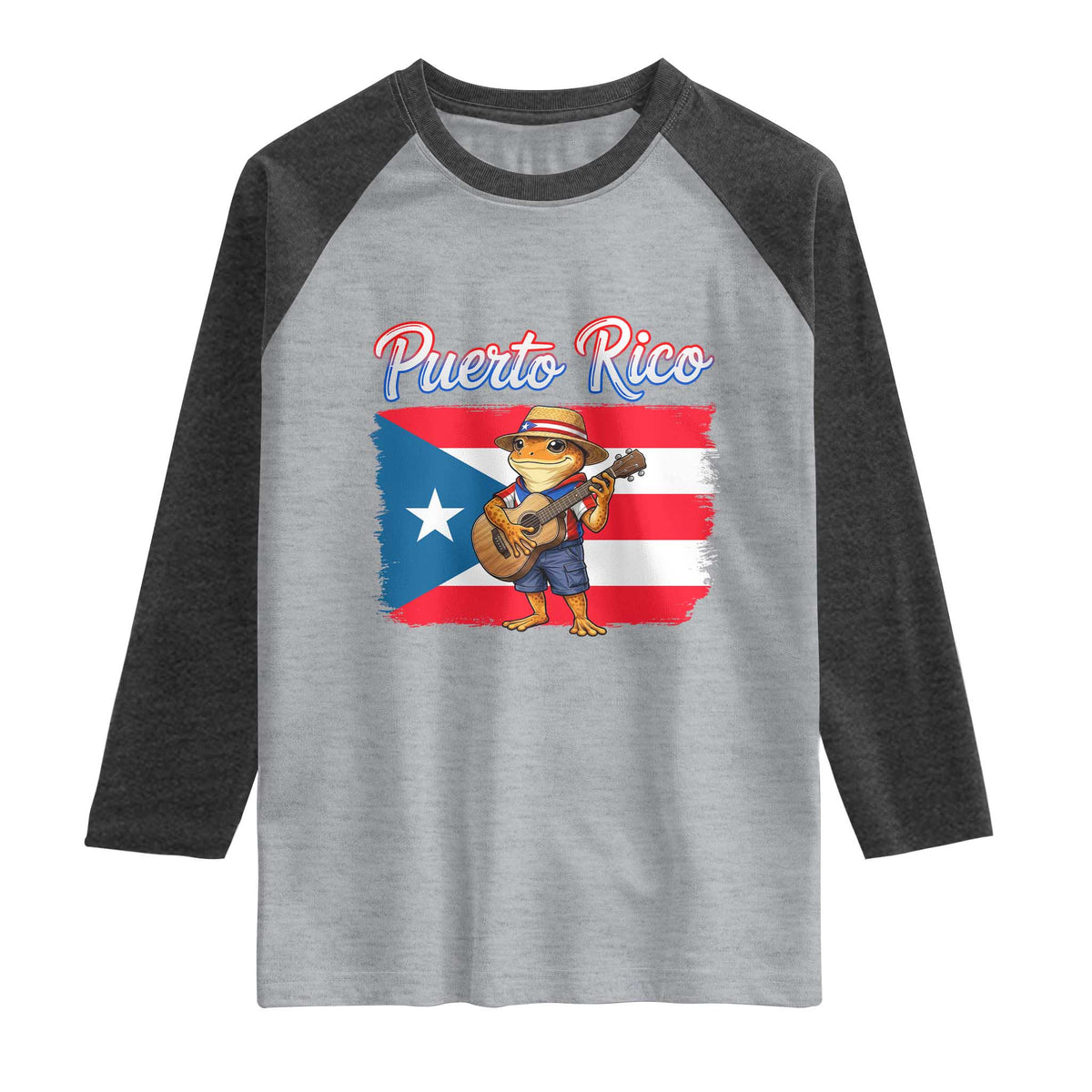 Coqui Frog Puerto Rico Flag Raglan Shirt Puerto Rican Taino Boricua