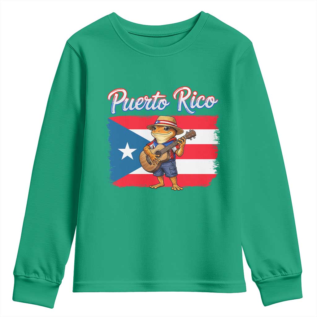 Coqui Frog Puerto Rico Flag Youth Sweatshirt Puerto Rican Taino Boricua