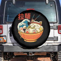 Funny Cat Ramen Spare Tire Cover Cute Japanese Sushi Kitty Eating Noodles - Wonder Print Shop