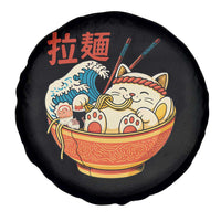 Funny Cat Ramen Spare Tire Cover Cute Japanese Sushi Kitty Eating Noodles - Wonder Print Shop