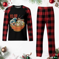 Funny Cat Ramen Plaid Pajama Set Cute Japanese Sushi Kitty Eating Noodles - Wonder Print Shop