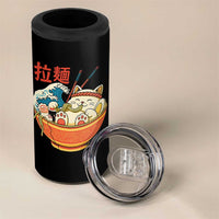Funny Cat Ramen 4 in 1 Can Cooler Tumbler Cute Japanese Sushi Kitty Eating Noodles
