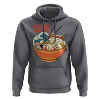 Funny Cat Ramen Hoodie Cute Japanese Sushi Kitty Eating Noodles - Wonder Print Shop